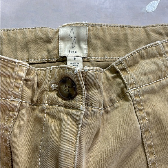 Joie Light Brown Cargo Pants Woman Size 8 Flexible Fabric Wide Legs - Picture 3 of 15